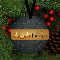 African American Kwanzaa Candles Double Sided Metal Christmas Ornament - ORN174