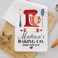 Personalized Baking Co. Kitchen Dish Towel - Custom Mixer Kitchen Towel - Housewarming Gift - Wedding Gift - www.ThreeBirdsNestCo.com