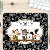 Hay Girl Hay Cows Mouse Pad and Coaster Office Desk Set - Heavy Weight - www.ThreeBirdsNestCo.com
