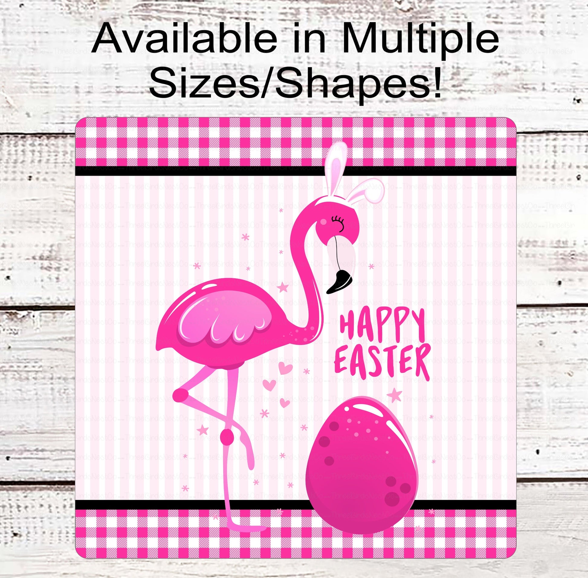 Beach Flamingo Happy Easter Wreath Sign - Flamingo Bunny Sign
