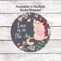 Love is in the Air Valentines Day Cat Wreath Sign