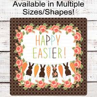 
              Happy Easter Buffalo Plaid and Floral Bunny Wreath Sign
            