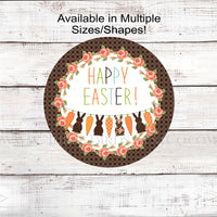 Happy Easter Buffalo Plaid and Floral Bunny Wreath Sign
