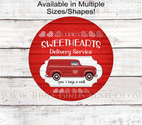 
              Valentines Red Truck Cupid Special Delivery Hearts Wreath Sign
            