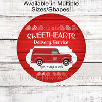 Valentines Red Truck Cupid Special Delivery Hearts Wreath Sign