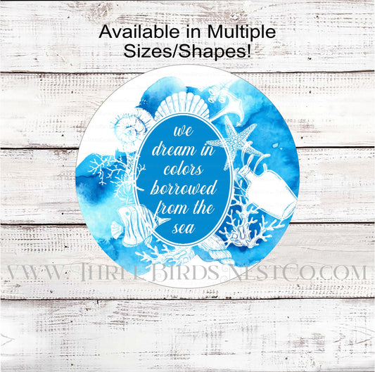 Seahorse Coral and Starfish Beach Wreath Sign