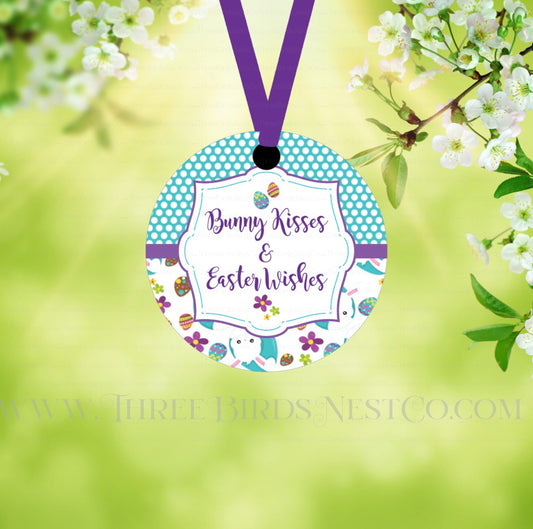 Bunny Kisses and Easter Wishes Double Sided Metal Easter Ornament - ORN186
