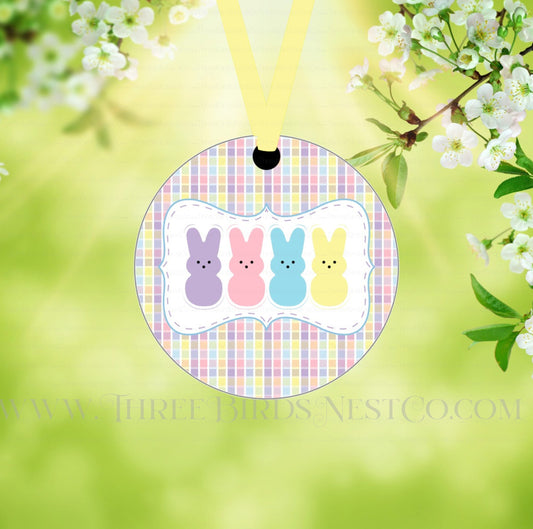 Marshmallow Easter Bunnies Double Sided Metal Ornament - ORN188