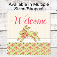 Floral Easter Bunny Welcome Wreath Sign