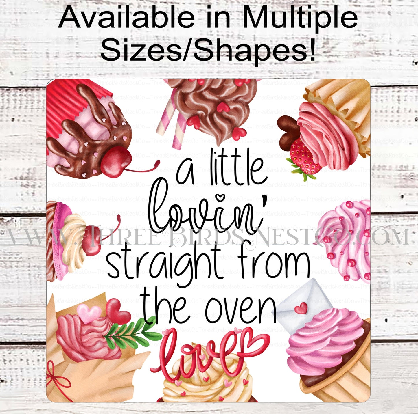 Cupcakes Love Valentines Day Sweets Wreath Sign