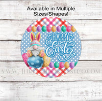 
              Happy Easter Bunny Gnome and Easter Eggs Wreath Sign
            
