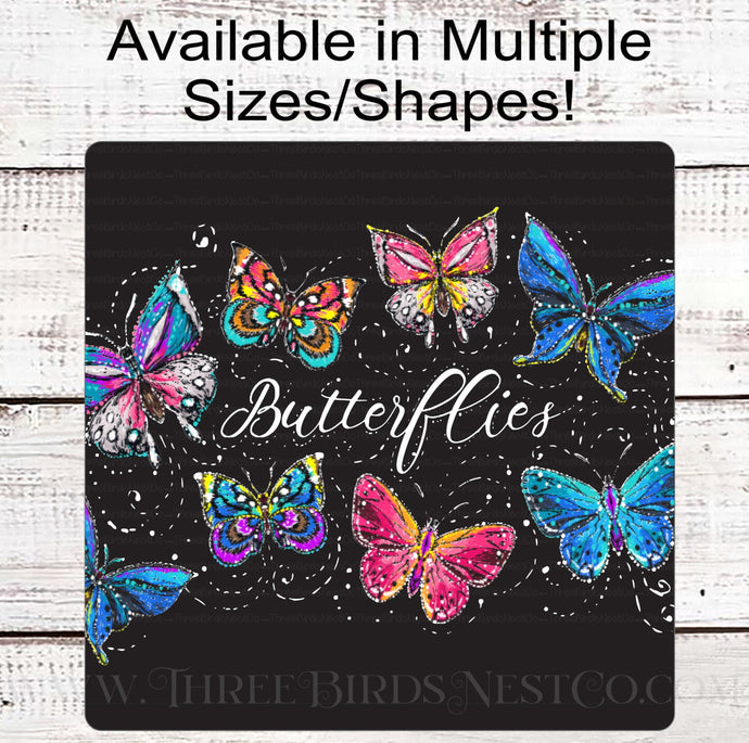 Butterflies Chalkboard Look Wreath Sign