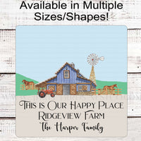 Custom Happy Place Horse Barn Farmhouse Wreath Sign