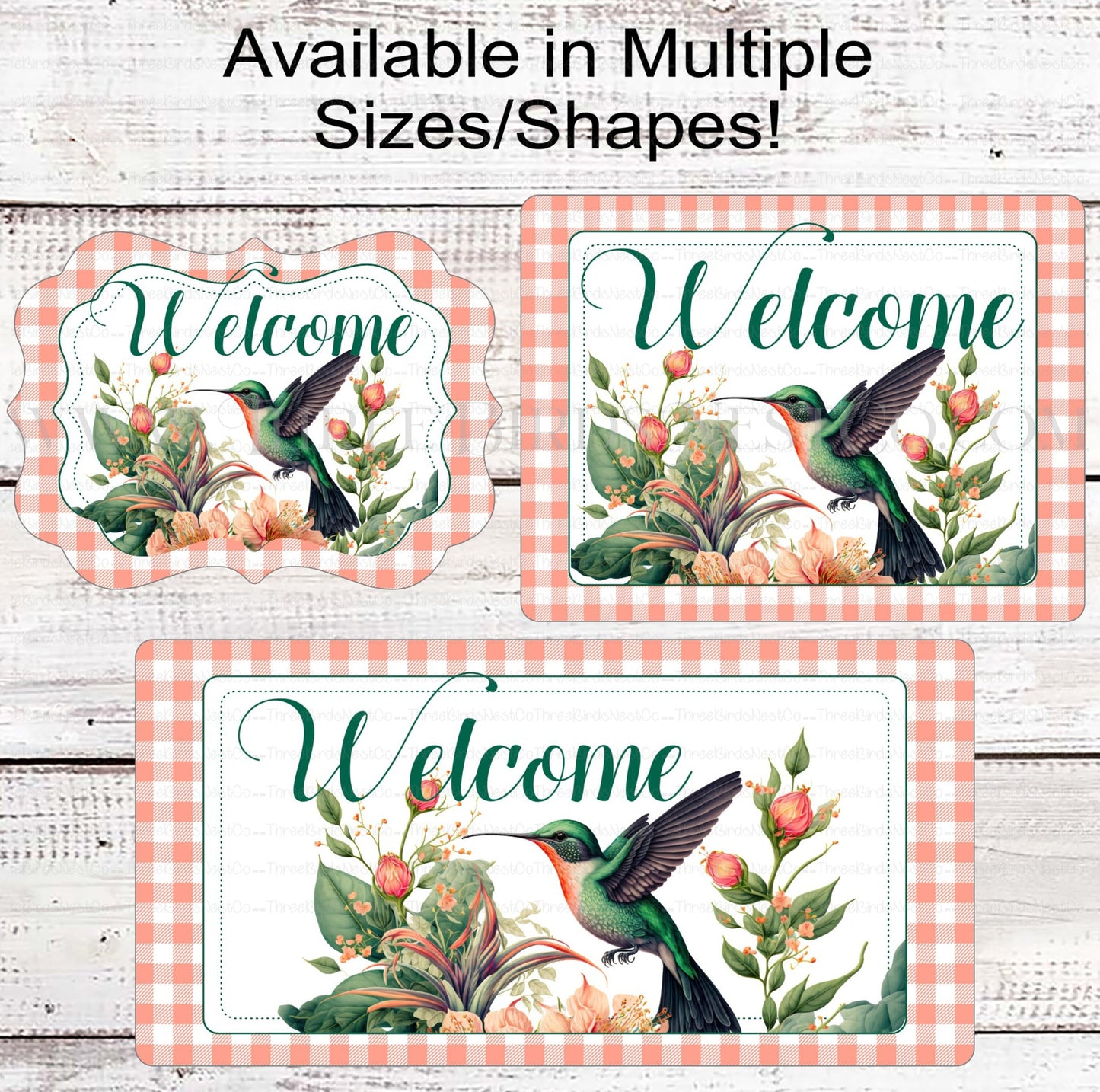 Hummingbird and Iris Welcome Wreath Sign