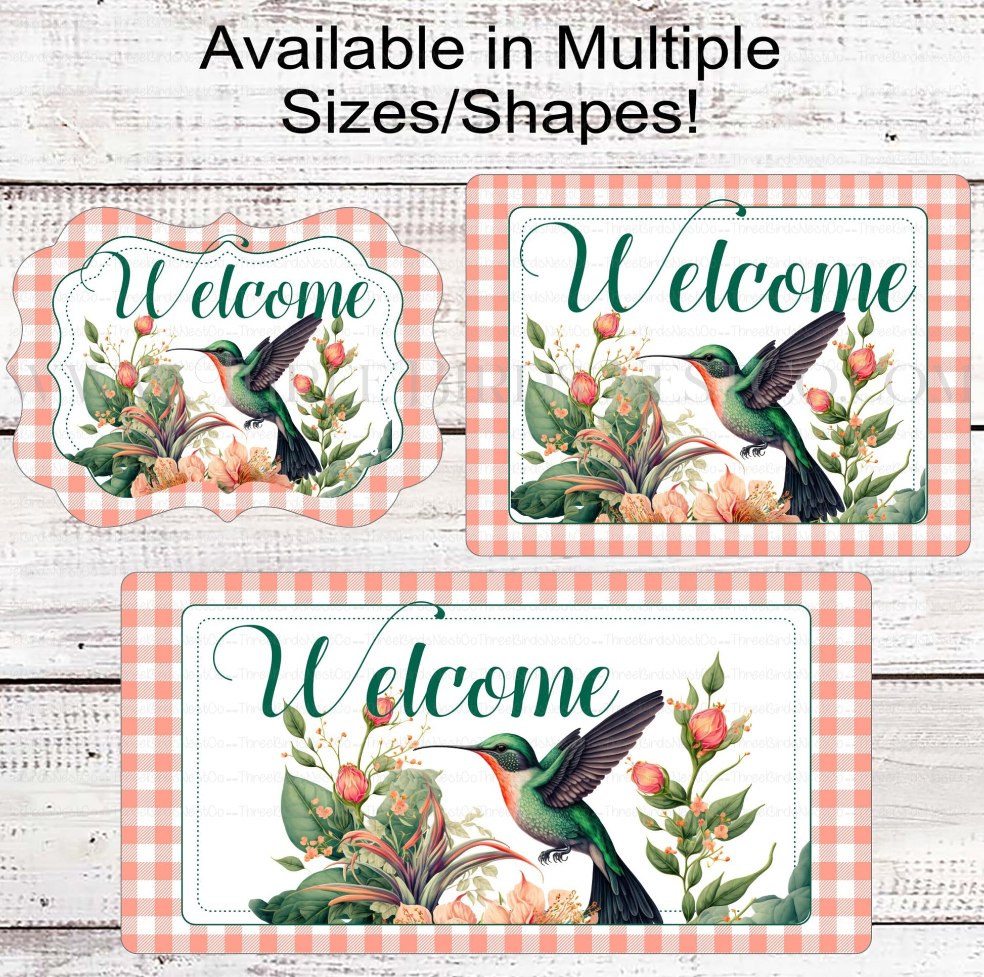 Hummingbird and Iris Welcome Wreath Sign