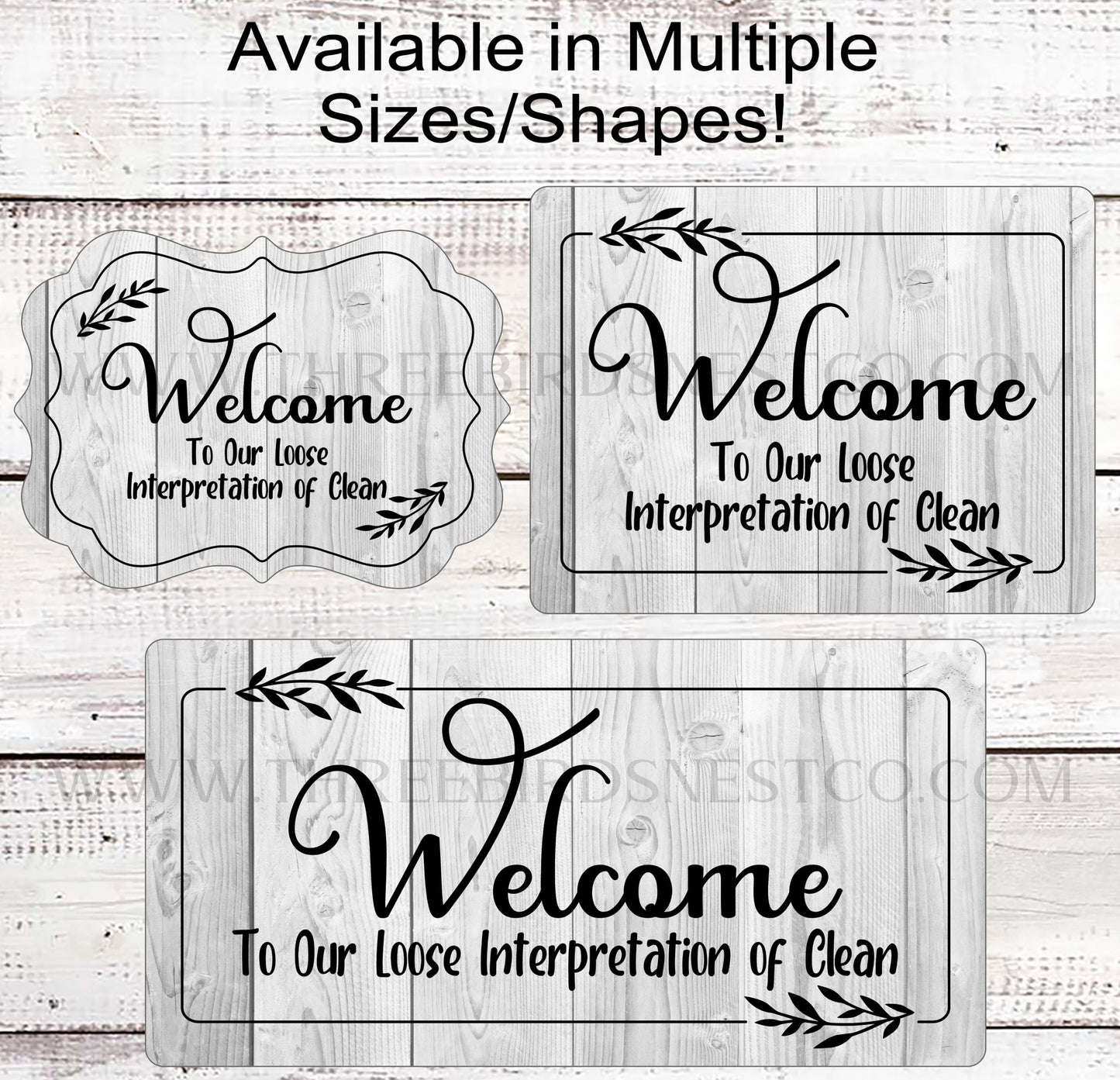 Welcome Wreath Sign - Funny Welcome Sign - Welcome to Our Home Sign - Three Birds Nest Co