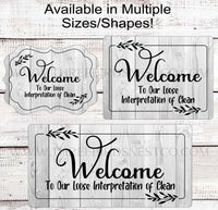 
              Welcome Wreath Sign - Funny Welcome Sign - Welcome to Our Home Sign - Three Birds Nest Co
            