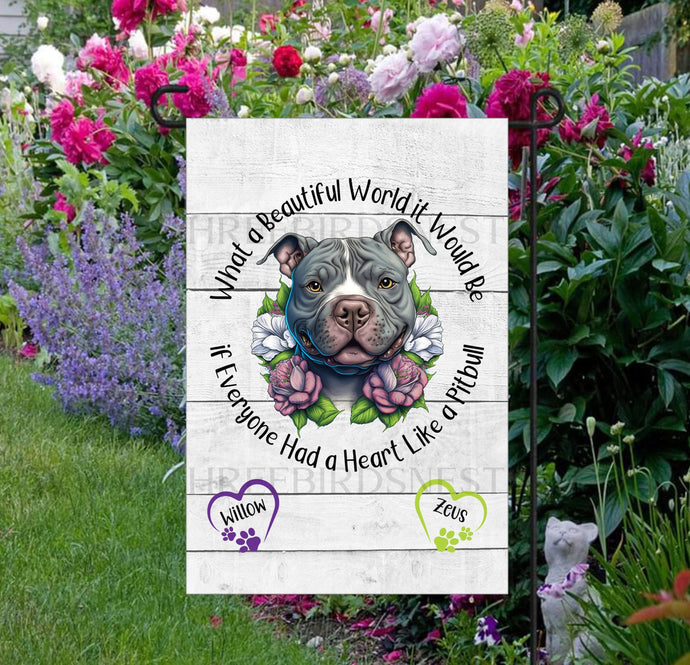 Custom Pitbull Dog Personalized Double Sided Garden Flag