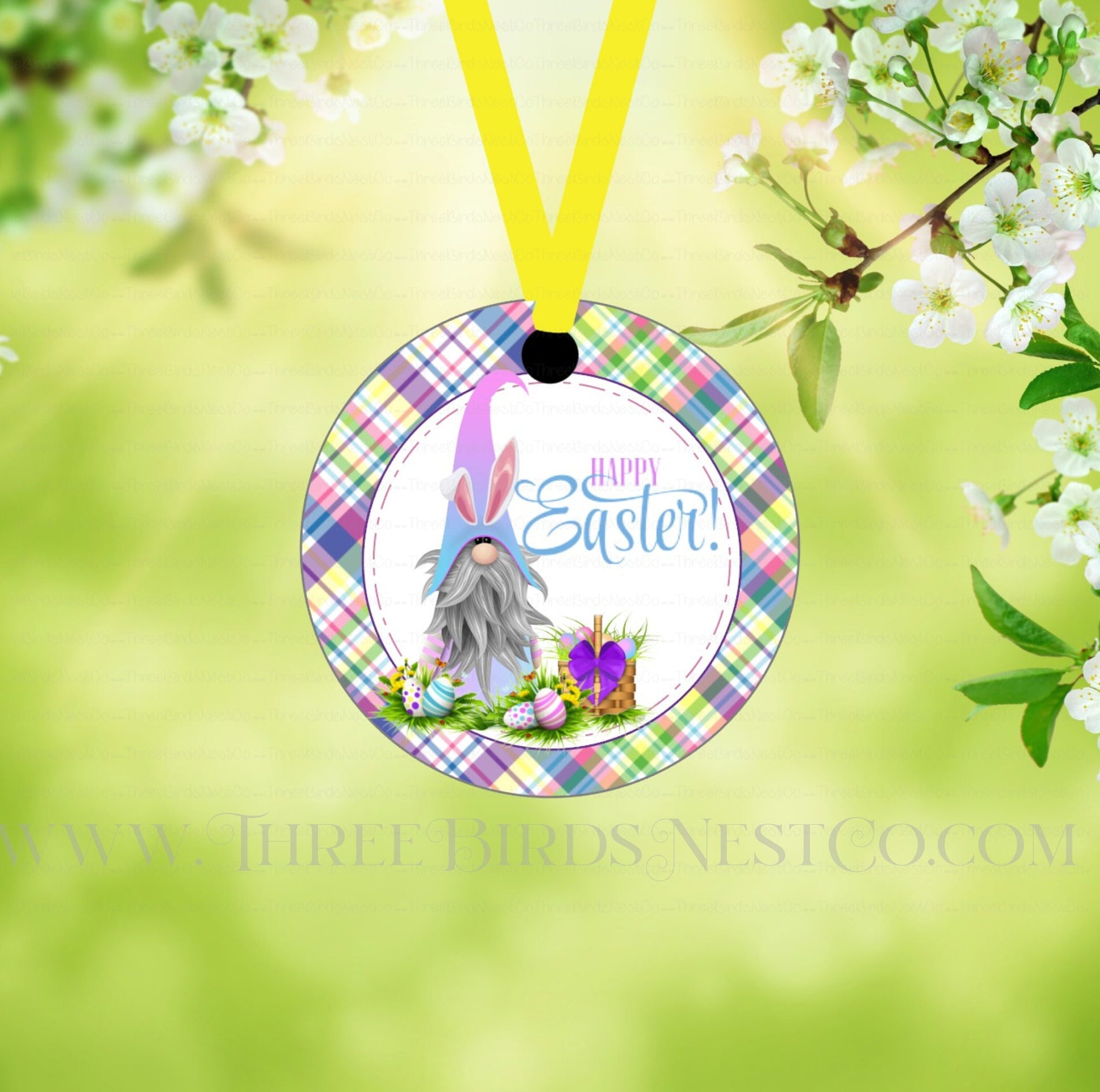 Easter Bunny Gnome Double Sided Metal Ornament - ORN178