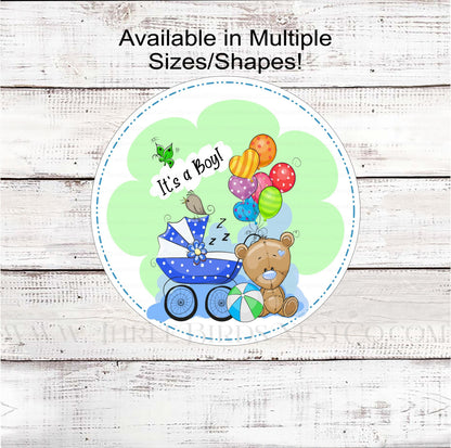 Its a Boy Teddy Bear New Baby Nursery Wreath Sign
