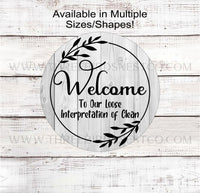 
              Welcome Wreath Sign - Funny Welcome Sign - Welcome to Our Home Sign - Three Birds Nest Co
            