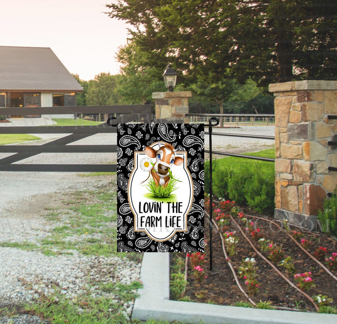 Lovin the Farm Life Daisy Cow Farmhouse Double - Sided Garden Flag - www.Threebirdsnestco.com