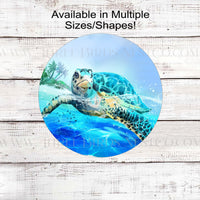 Beach Welcome Sign - Sea Turtle Wreath Sign - Nautical Gifts - www.threebirdsnestco.com