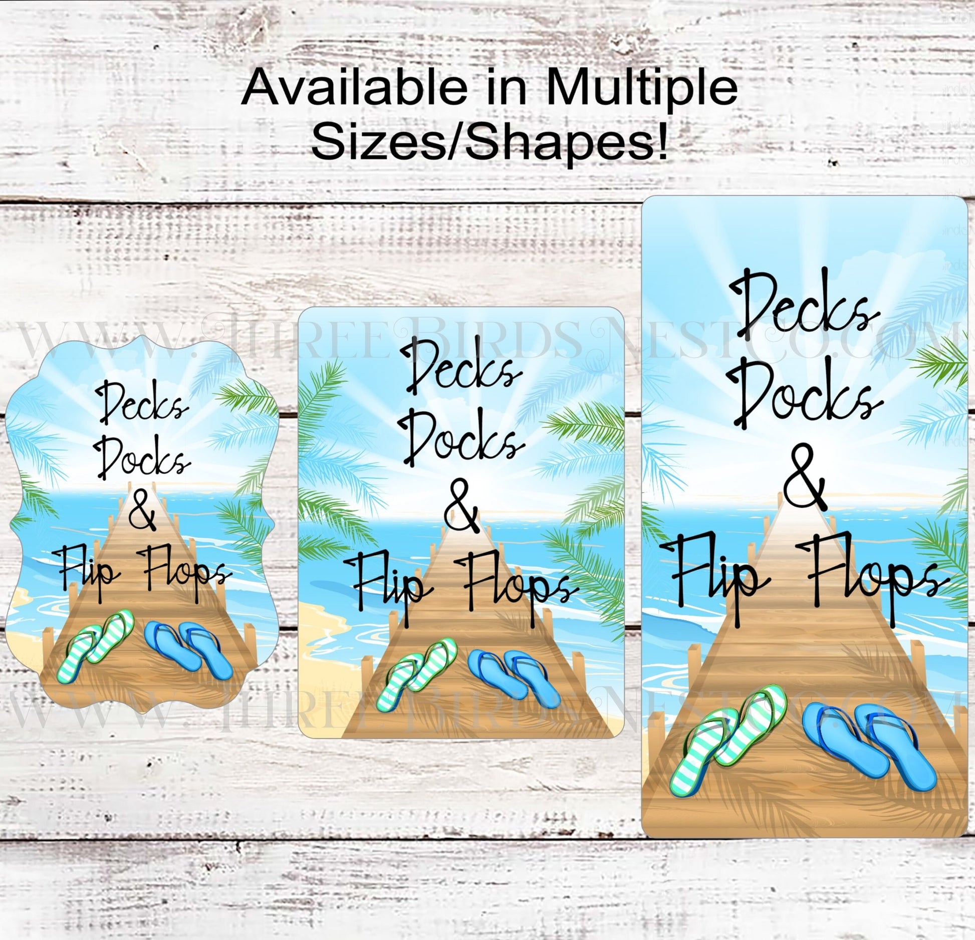 Decks Docks and Flip Flops Tropical Beach Welcome Wreath Sign