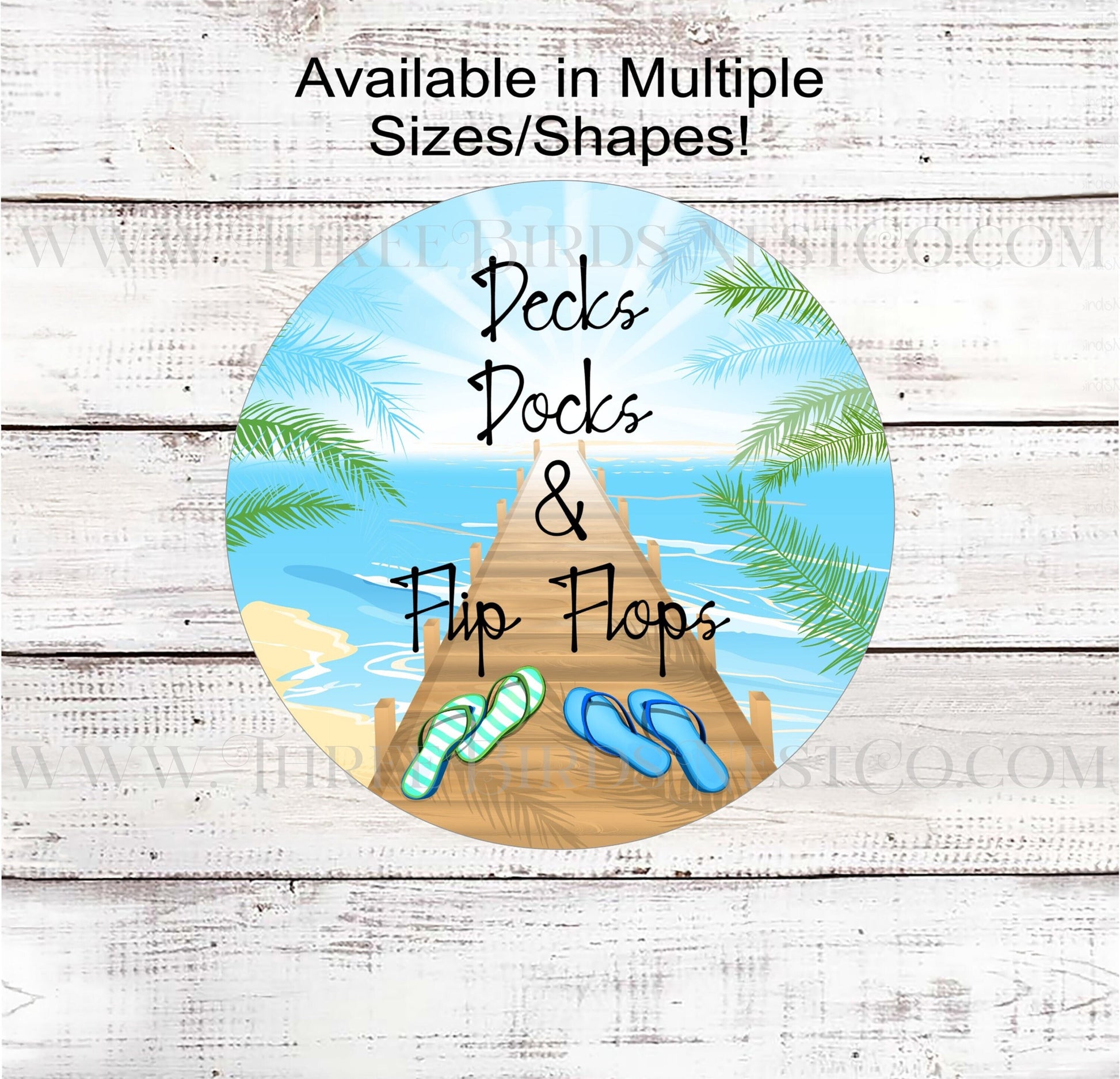 Decks Docks and Flip Flops Tropical Beach Welcome Wreath Sign
