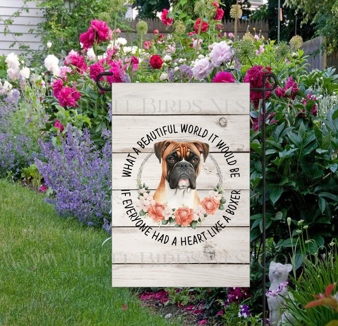 Boxer Dog Floral Double-Sided Welcome Garden Flag - www.threebirdsnestco.com