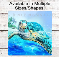 
              Beach Welcome Sign - Sea Turtle Wreath Sign - Nautical Gifts - www.threebirdsnestco.com
            