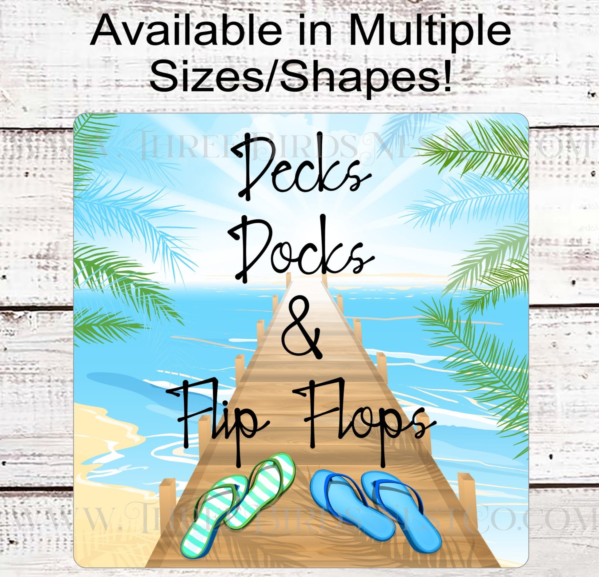 Decks Docks and Flip Flops Tropical Beach Welcome Wreath Sign