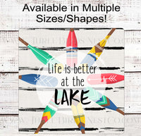 
              Life is Better at the Lake Wreath Sign - Lake House Welcome  - Oars Decor
            