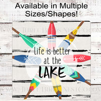 Life is Better at the Lake Wreath Sign - Lake House Welcome  - Oars Decor