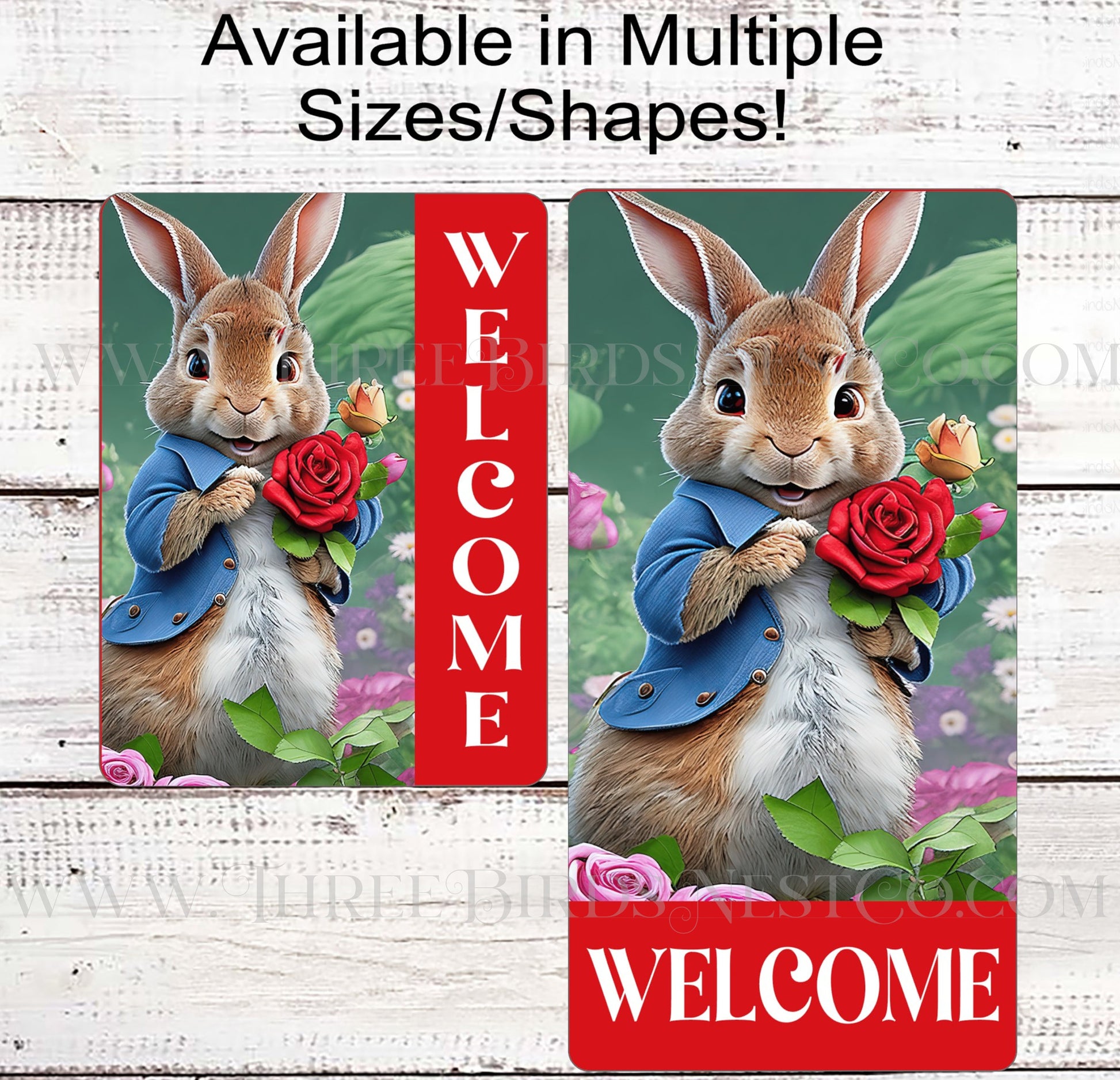 Welcome Wreath Sign - Easter Sign - Peter Cottontail Rabbit - Bunny Welcome Sign