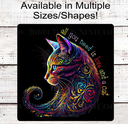 All You Need is Love and a Cat Pet Wreath Sign