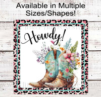 
              Howdy Spring Flowers Cowboy Boots Welcome Wreath Sign - Three Birds Nest Co
            