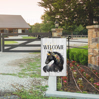 Floral Horse Garden Flag - Welcome Garden Flag - Farm Garden Flag - Horse Gift - Custom Garden Flag - Yard Flag - Double Sided Garden Flag