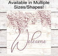
              Rustic Farmhouse Wine Grapes Welcome Wreath Sign
            