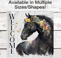 
              Farm House Floral Horse Welcome Wreath Sign
            