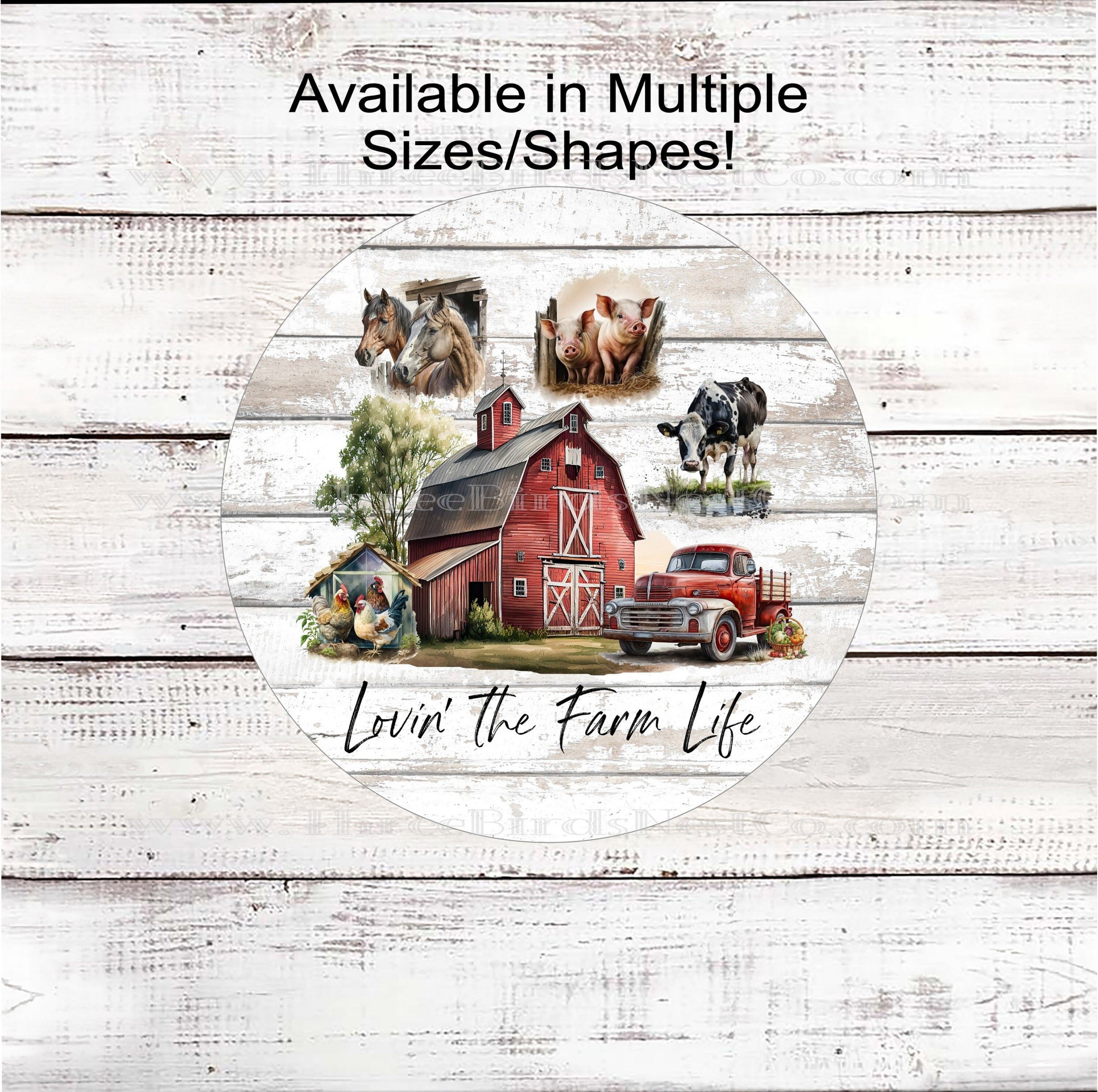 Lovin' the Farm Life Farmhouse Animals Wreaths Signs - Red Barn Sign ...
