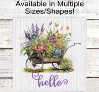 
              Hello Spring Flowers Floral Welcome Wreath Sign - Flower Cart
            