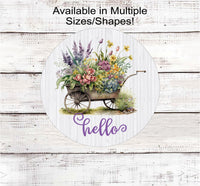 
              Hello Spring Flowers Floral Welcome Wreath Sign - Flower Cart
            