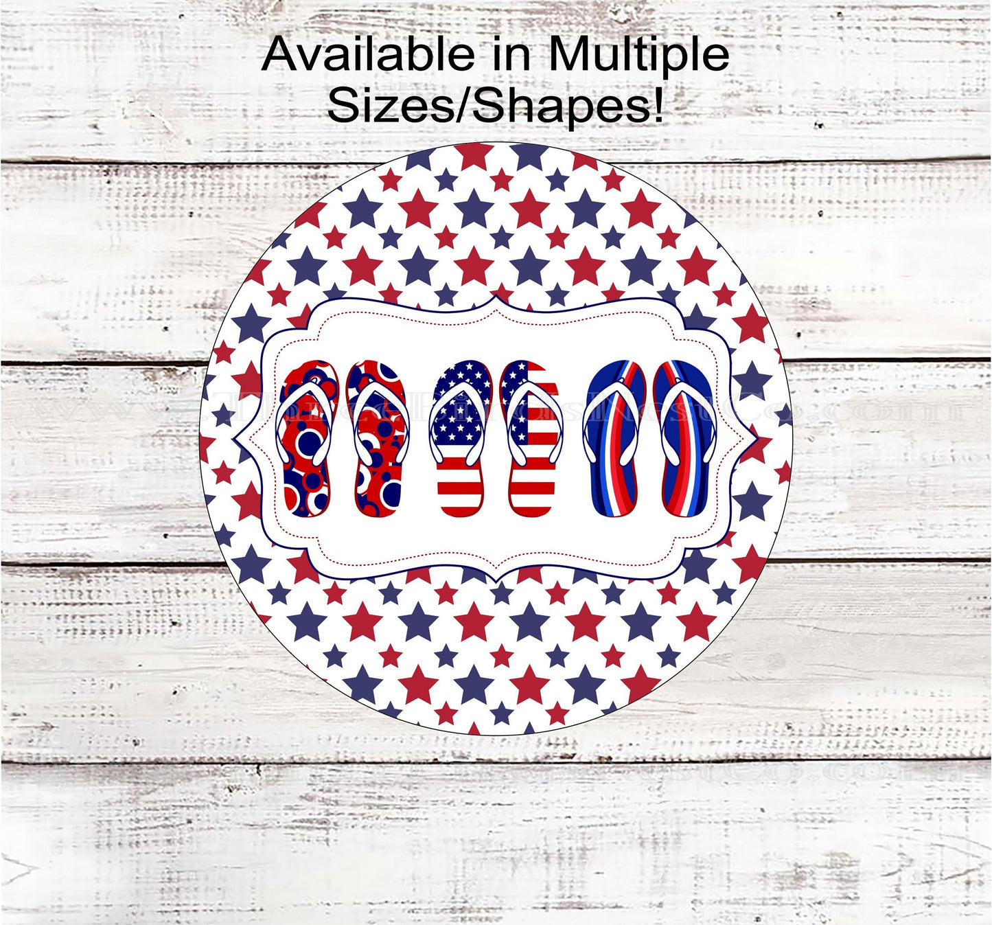 Patriotic Wreath Sign - Flip Flops Sign - Patriotic Welcome Sign - Patriotic Signs for Wreath - 4th of July Signs