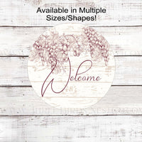 Rustic Farmhouse Wine Grapes Welcome Wreath Sign