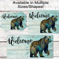 Woodland Bear Welcome Wreath Sign - Zentangle Bear