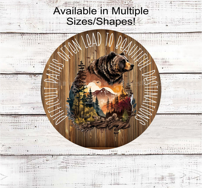 Mountains Bear Woodland Welcome Wreath Sign - Inspirational Signs