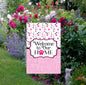 Pink Dog Bones and Paw Prints Welcome to Our Home Double-Sided Garden Flag
