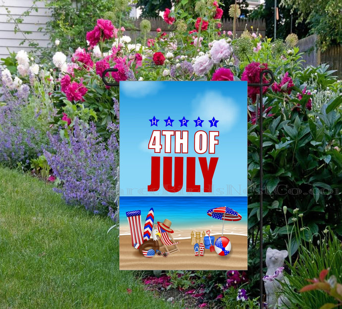 Patriotic Beach Double-Sided Garden Flag - 4th of July Garden Flag