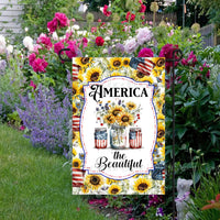 Patriotic Sunflowers Mason Jars Double-Sided Garden Flag - 4th of July Garden Flag - America the Beautiful